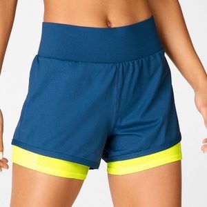 Fabletics Blue + Yellow Olesia Athletic Short (M)